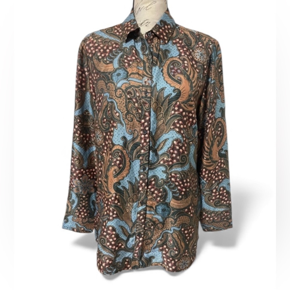 J.McLaughlin Silk Blend Paisley Button-Down Blouse – Size M (NWOT)